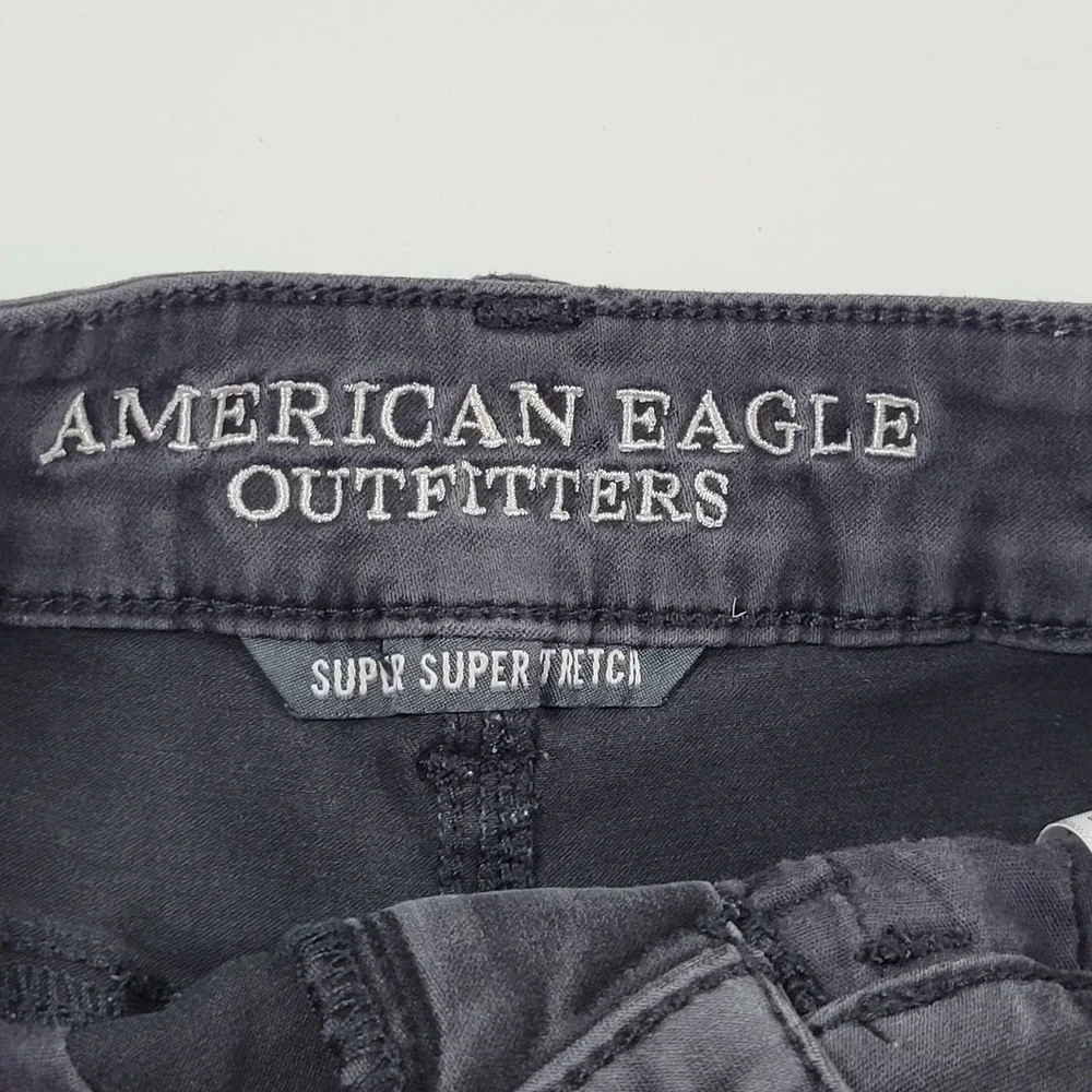 American Eagle Hi-Rise Shortie Women 2 Black Excellent Super Super Stretch Denim